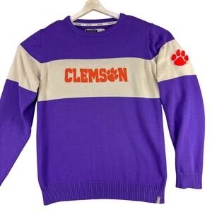 Clemson Tigers Sweater Mens XXL Purple Cream NCAA Football Bruzer Pullover